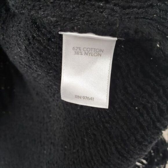 J. Jill Knit Fringe Black Long Sleeve Sweater Womens Petite Medium PM - Picture 4 of 8